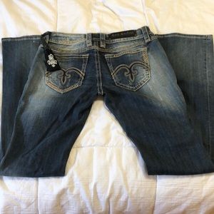 Selling rock revival jeans.